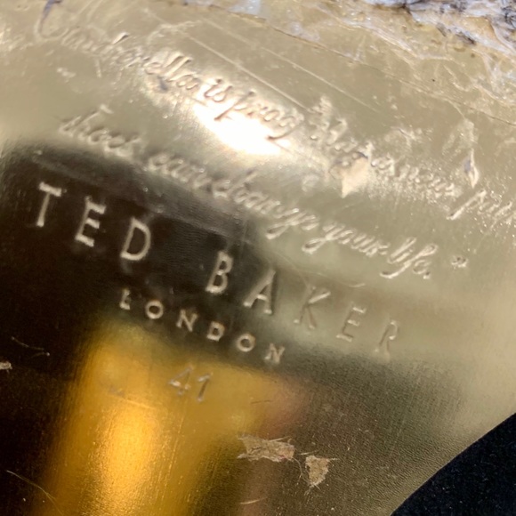 Ted Baker London Gold Foil Block Heeled Ankle Boot - Picture 11 of 13